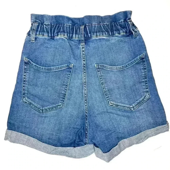 Express Paperbag Denim Super High Rise Shortie Button Fly Shorts Womens Size XS - Picture 5 of 6